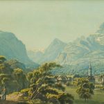 Bex au Canton de Vaud, 1835. Dessiné d'après nature par Johann Jakob Wetzel (1781 - 1834), gravé par Conrad Caspar Rordorf (1800-1847), et publié par Hans Félix Leuthold à Zürich