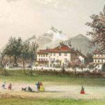 Vallée du Rhône. Pension de Crochet à Bex. Gravure par Louis-Julien Jacottet (1806-1880). Dimensions 18.4 x 13cm. del. et lith. Blanchoud-Edit à Vevey