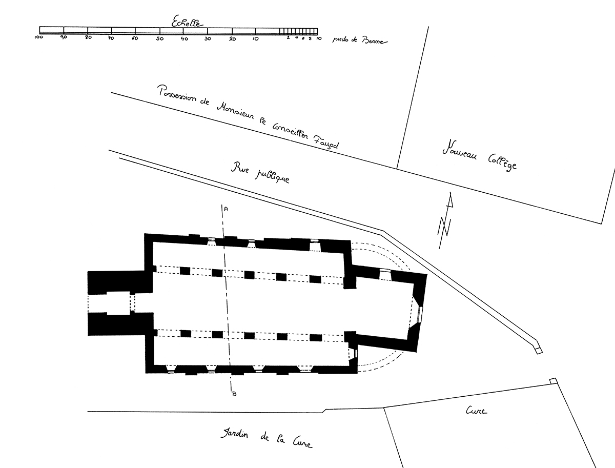 Fig. 2a. Plan de l'église de Bex dressé le 3 juillet 1812. ACV B 890
