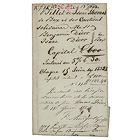 Billet de Isaac Thomas de Bex et ses cautions solidaires. Messieurs Benjamin et Isaac Dürr de Bex. Capital f 600. Intérêt au 5%, f. 30. Chaque 15 juin depuis 1833