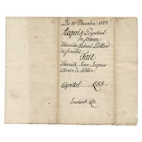 Acquis perpétuel en faveur d'honnête Gabriel Paillard de Fenallet, fait d'honnête Jean Jaques Cherix de l'Allex. Du 11 décembre 1777