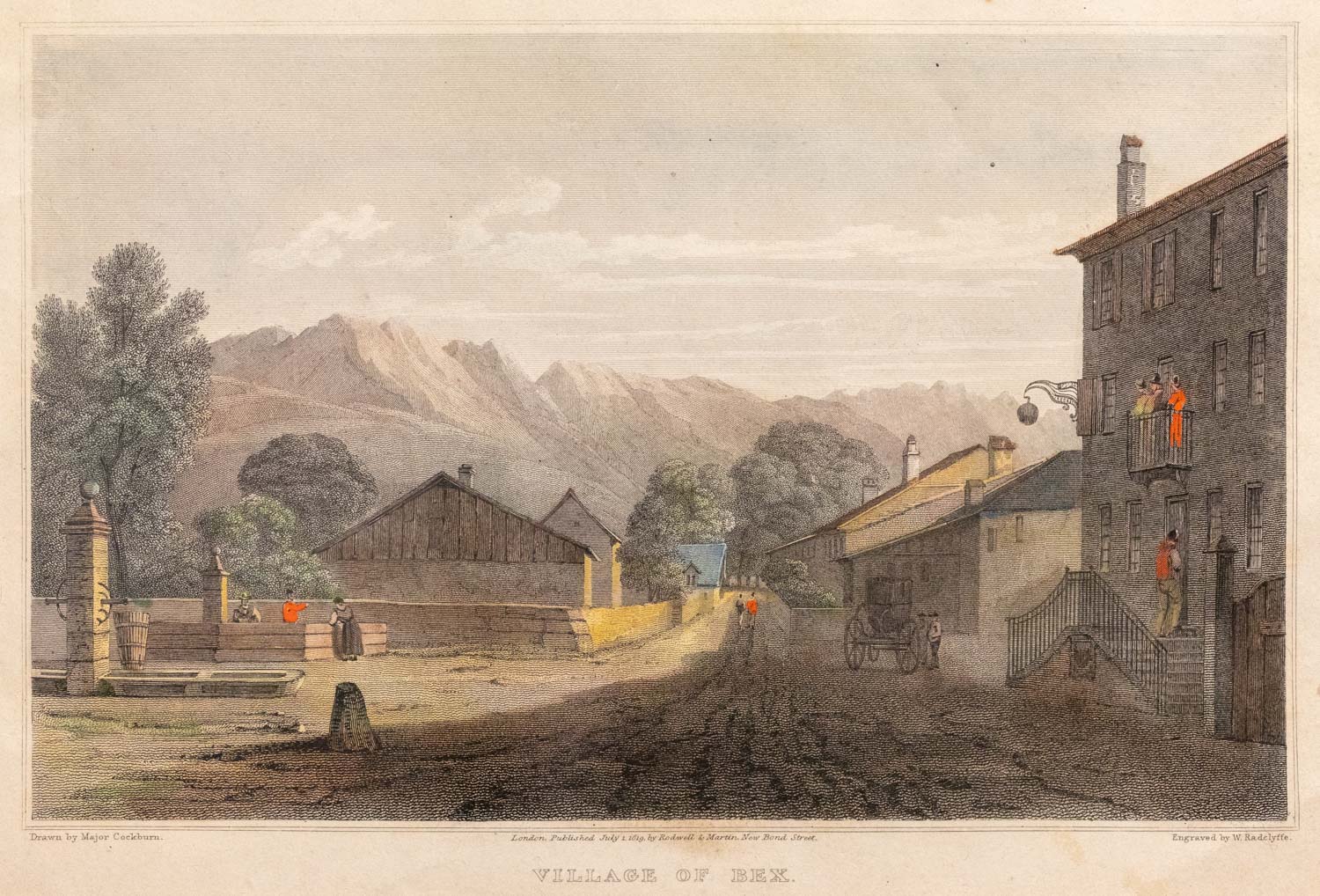 Gravure "Village of Bex", couleur_1