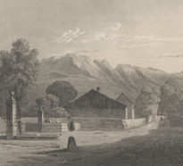 Gravure "Village of Bex", noir et blanc. Drawn by Major Cockburn,1819