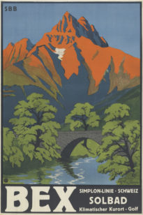 Affiche "Bex. Simplon-Linie - Schweiz. Solbad, Klimatischer Kuro