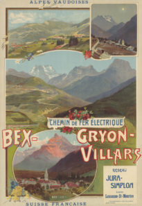 Affiche "Chemin de fer électrique Bex-Gryon-Villars". Réseau