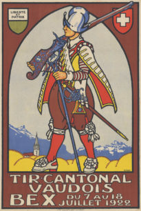 Affiche du Tir cantonal vaudois, Bex. Du 7 au 18 juillet 1922
