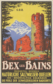 Affiche "SBB", Bex-les-Bains. Rhonetal Schweiz. Natürliche sal