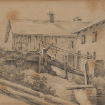 Moulin à Bex. Dessin au crayon