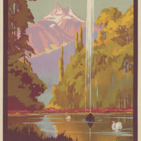 Affiche des CFF. Bex. Bains salins (Suisse). Ligne du Simplon. Pierre Commarmond vers 1930