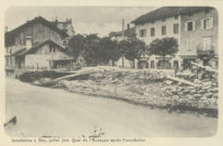 Inondation à Bex, juillet 1910. Quai de l'Avançon après inondation