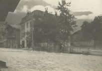 Inondation de Bex, juillet 1910. Rue Centrale