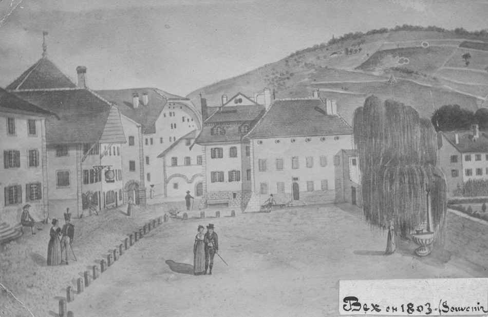 La Place du Marché de Bex en 1803 (souvenir)