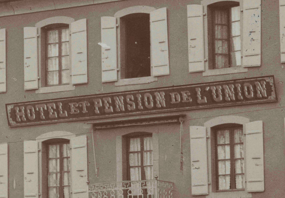 Hôtel et Pension de l'Union à Bex. Enseigne