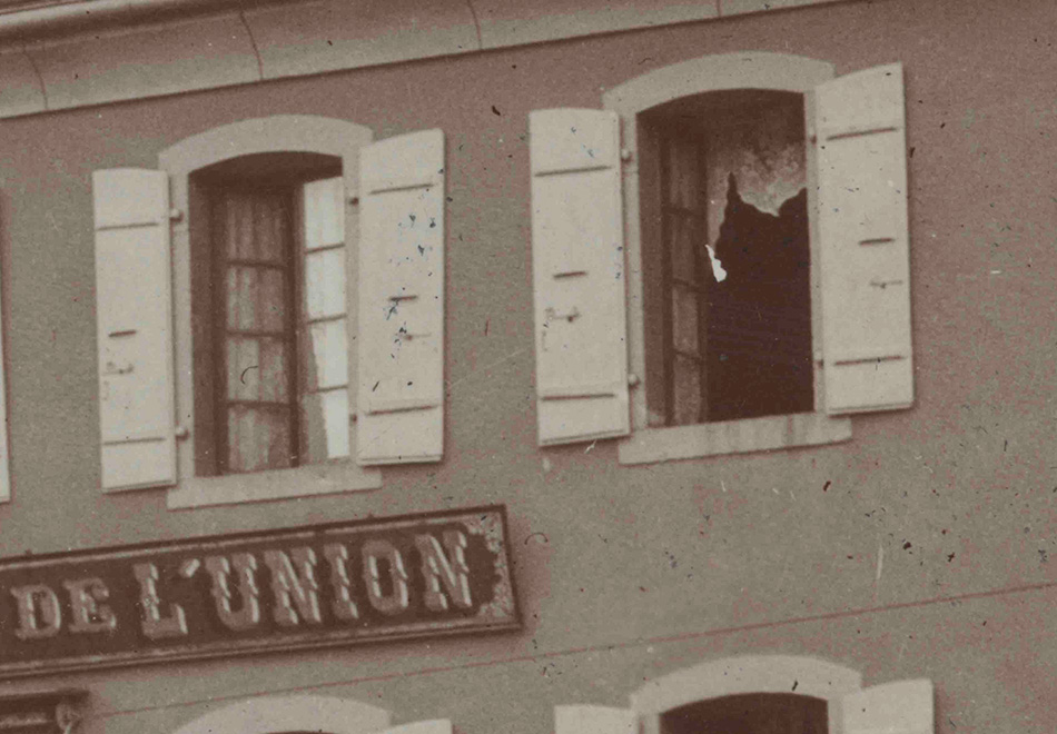 Hôtel et Pension de l'Union à Bex. Détail sur les fenêtres
