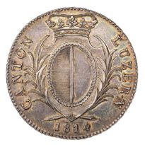 4 francs, 1814. Tranche à trois feuilles
