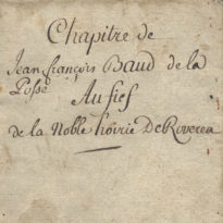Chapitre de Jean François Baud de la Posse au fief de la noble hoirie de Roverea. Couverture