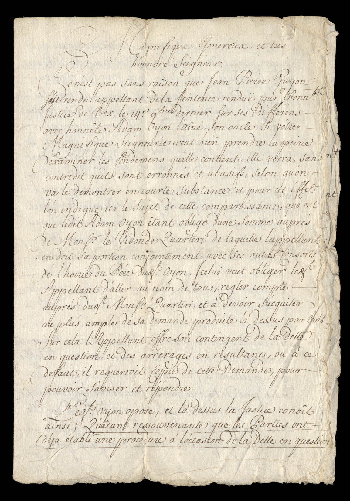 Grief pour Jean Pierre Guyon des Posses. Page 1