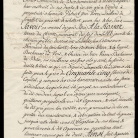 Papier du 11 décembre 1777. Acquis perpétuel en faveur d'honnête Gabriel Paillard de Fenallet, fait d'honnête Jean Jaques Cherix de l'Allex. Page 1