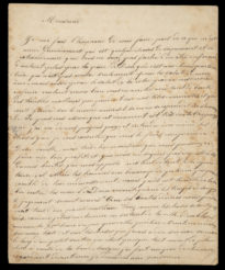 Copie d'une lettre particulière qui a été adressée à Monsieur David, Minsitre à Vufflens par Monsieur Bendu, ministre de la parole de Dieu a Emblans dans la principauté de Porentruy, le 7 Novembre 1734. Page 1